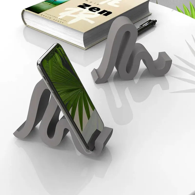 

Wave Shape Mobile Phone Holder Mold Concrete Silicone Molds For Making Mobile Phone Holder Pad Bracket Plaster Mold