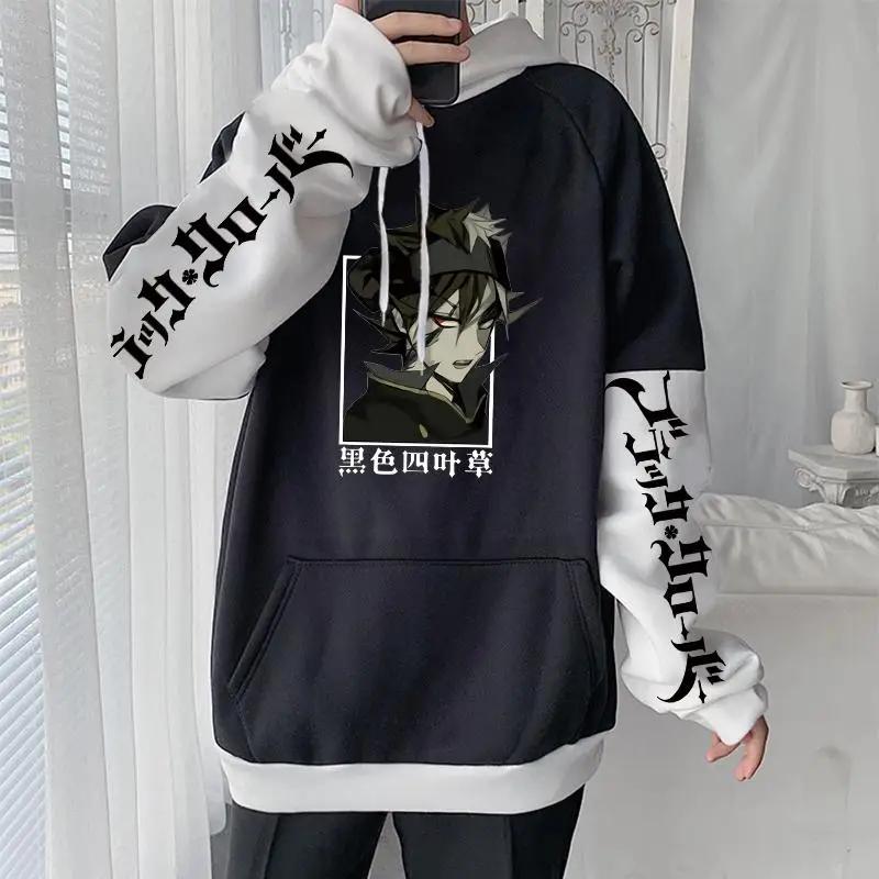 Harajuku Anime Black Clover Asta Printed Hoodies Fro Men Women Patchwork Long Sleeves Hoodies Manga Casual Loose Sweatshirt