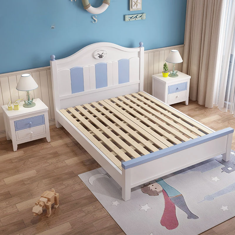 Letto per bambini in legno massello ragazzo 1.5m singolo semplice cassetto portaoggetti combinazione di mobili per camerette per bambini