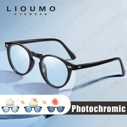 LIOUMO Top Ultralight Round TR90 Polarized Photochromic Sunglasses Men Women UV400 Lens Sun Glasses Discoloration Shades Glasses