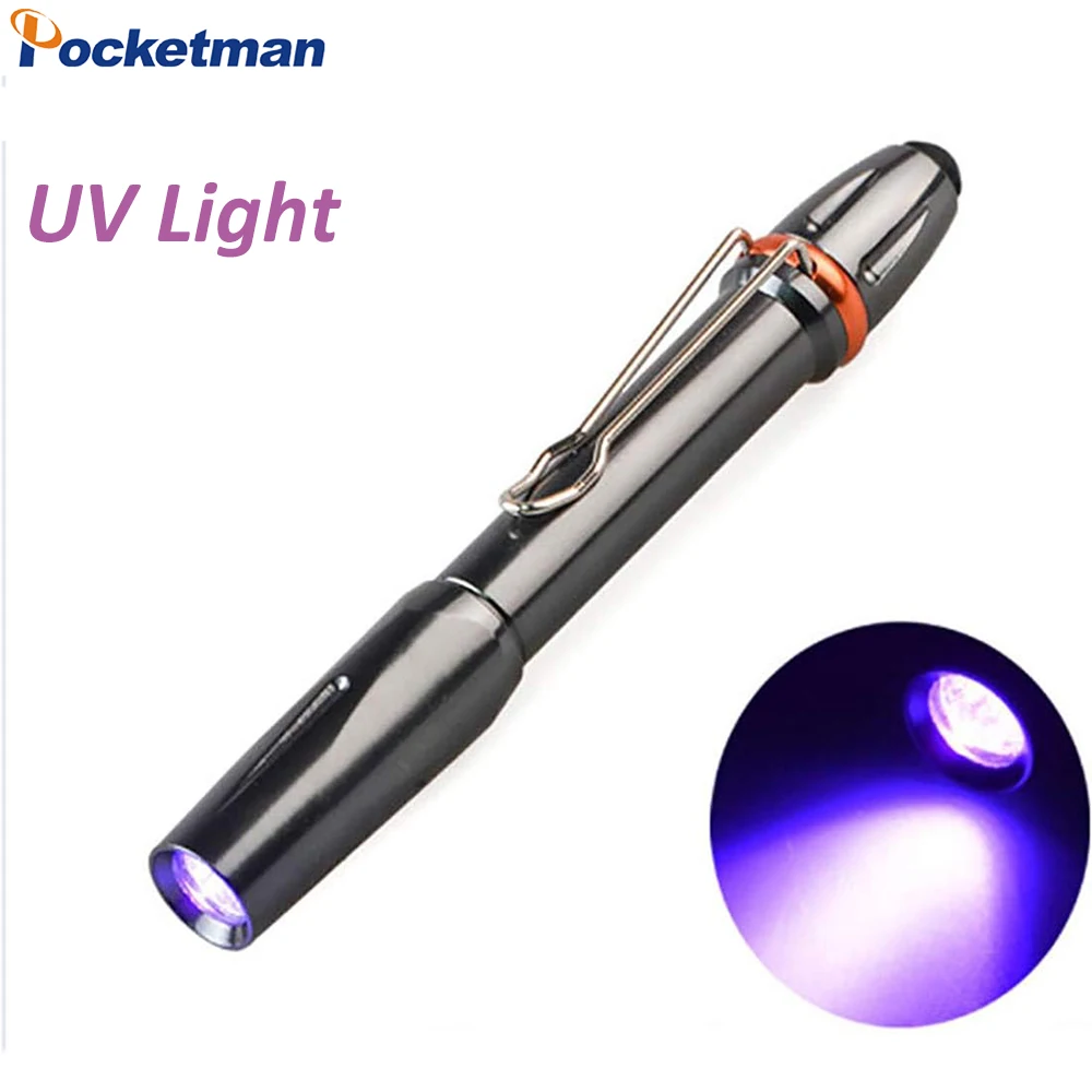 Portable 395nm UV Pen Flashlight Mini Pen‑shape Ultraviolet Black Light Torch with Clip for Resin Curing Pet Urine Detector