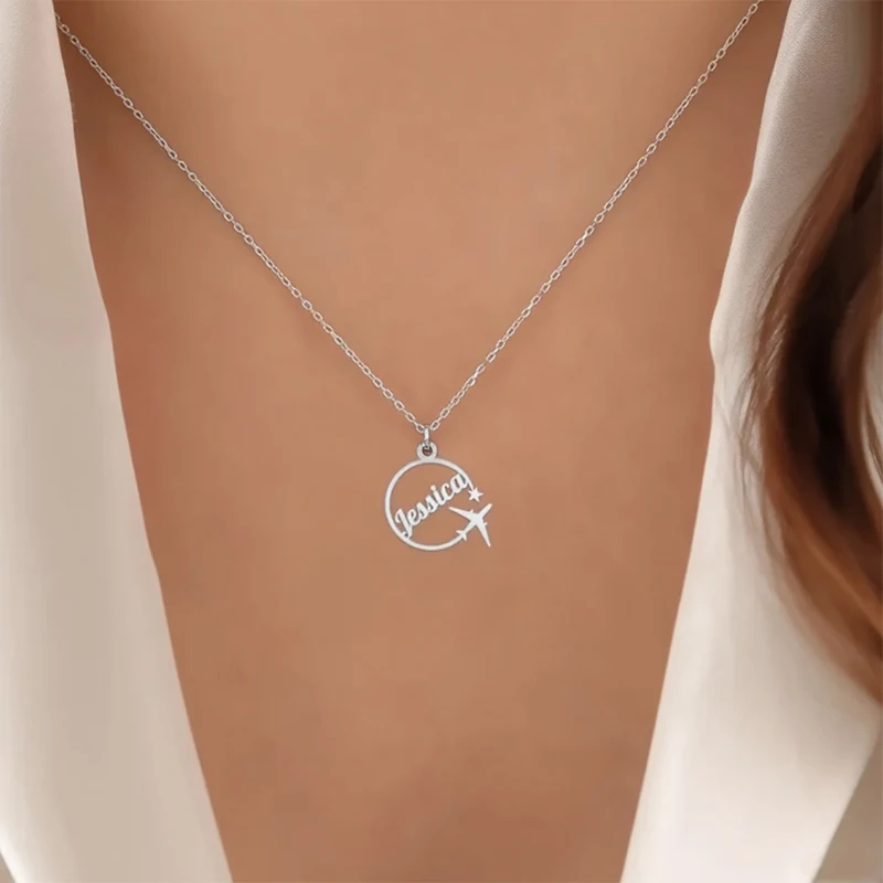 Custom Stainless Steel Tail Trail Cloud Name Necklace Personalized Simple Women's Jewelry Gold Nameplate Necklace Gifts For Mom