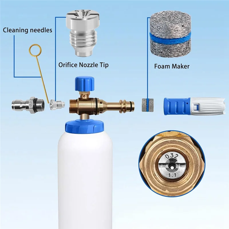 HRBAJ-Foam Cannon Orifice Nozzle und Foam Maker Meshes Kit für Foam Cannon Ersatzfaden-Düsenspitzen und Netzfilter