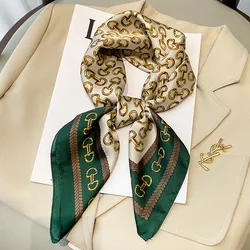 Spring/Summer Leisure Wraps 70*70cm Square Scarf Imitation Silk Hijab Women’s Fashion Print Shawl Breathable Neckerchief