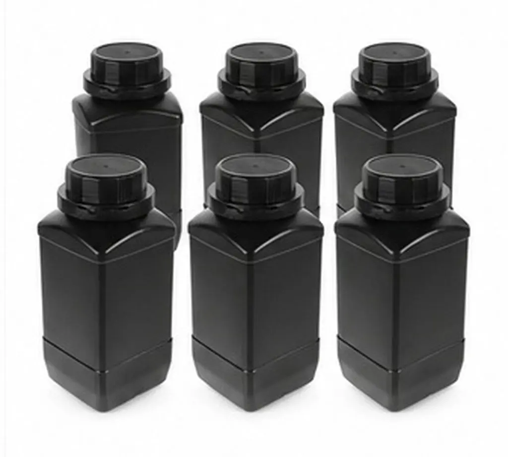 6Pcs 1000Ml Wide Mouth Square Reagent Bottles Black Polyethylene Lab Bottle Stackable Airtight Inner Liner Cap for Powder
