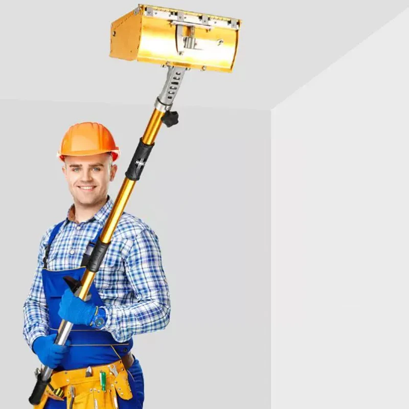 Telescopic Pole Putty Scraper, Drywall Plastering Box, New-Style Smoothing Tool, Dual-Spring Ceiling Plastering Machine