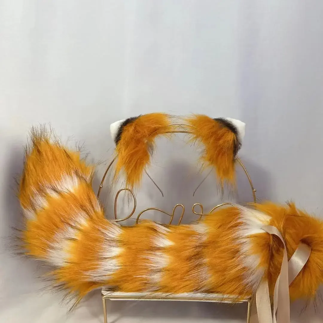 Simulierte Panda Requisiten Original Tier Ohren KC Biest Tier Schwanz Wolf Katze Fuchs Ohren Haar Hoop Für Weihnachten Halloween Cosplay Prop