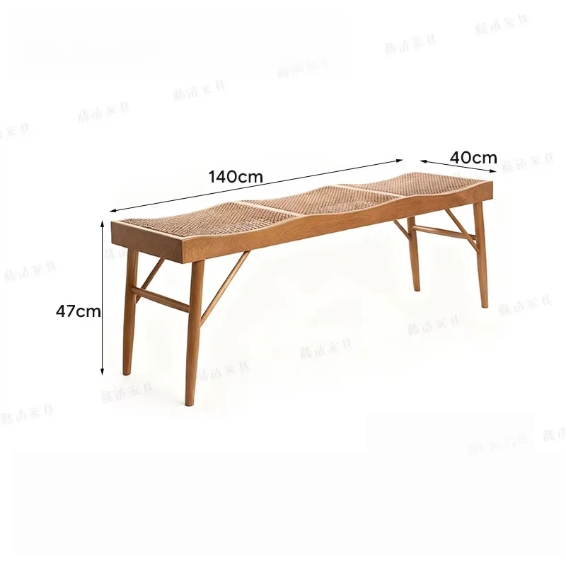 Solid Wood Log Bench Mortise & Tenon Casual Chair Entrance Hall Bed End Stool Homestay Hotel Rest Area Seat