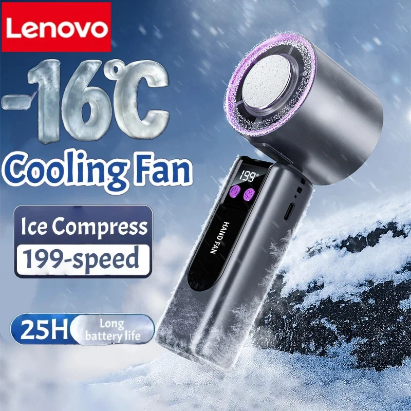 Lenovo 199 Hochgeschwindigkeits-Kühlventilator USB-Aufladung Digitale Anzeige Großer Windturbinen-Handventilator Tragbarer Lüfter