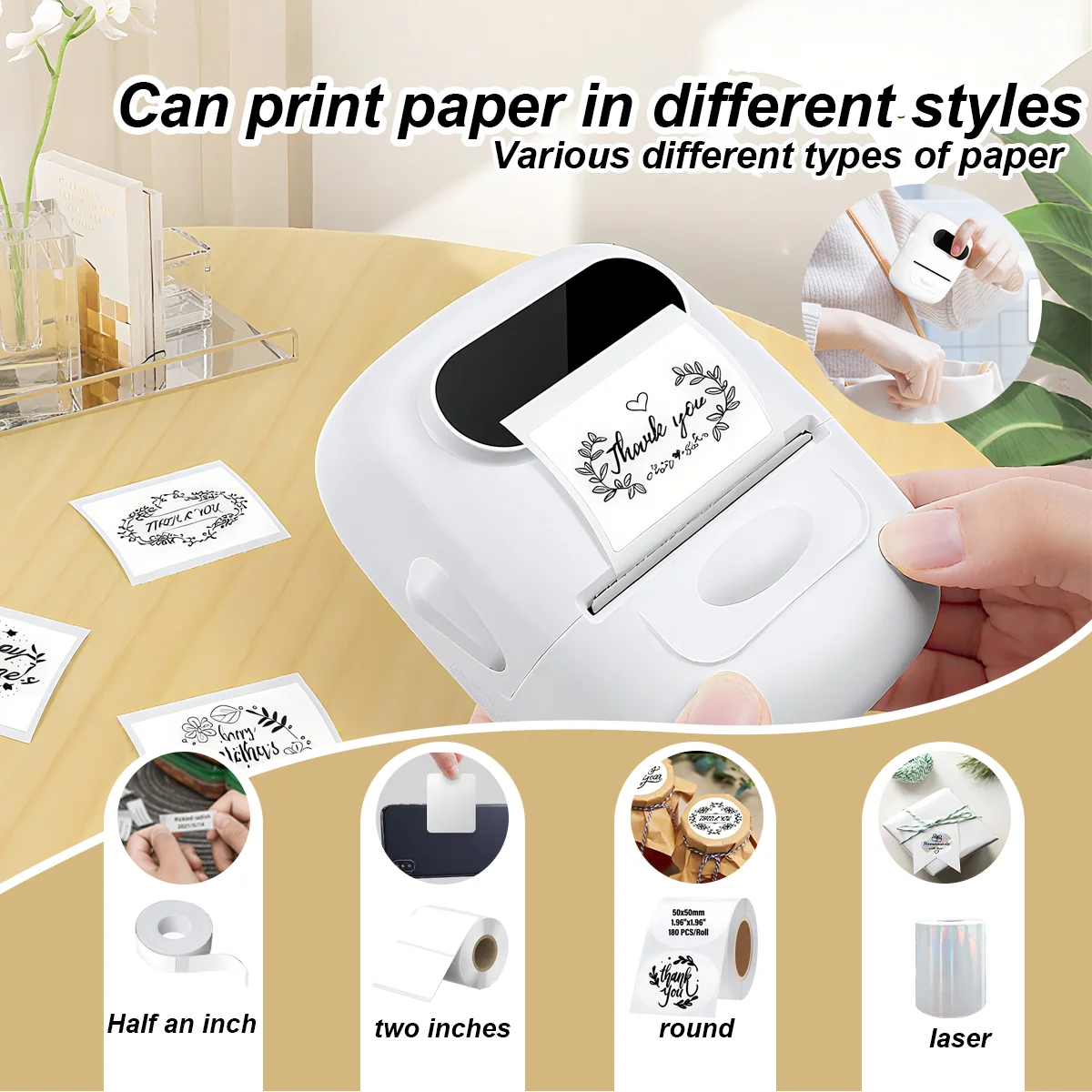 Marklife Thermal Label Printer P50 Mini Bluetooth Inkless Printer Maker For School Office Kitchen To Gift/Diy Creative/Marking