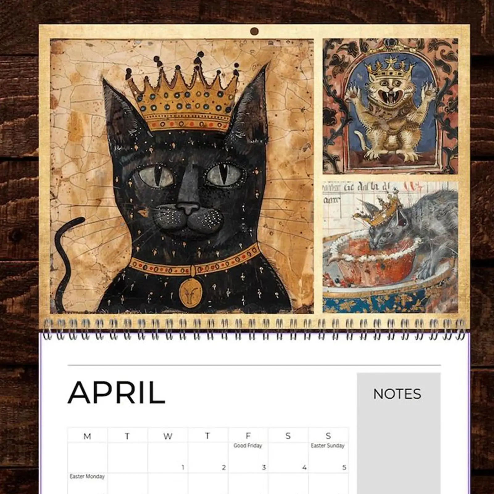 

2026 Wall Calendar Renaissance Style Medieval Cat Calendar 12 Months Calendar Gift for Cat Lovers