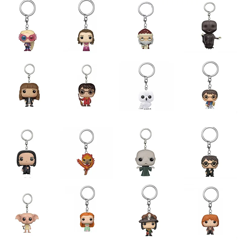 Funko POP Harries Keychain Hermione Ron Malfoy Ginny Potters Luna Hedwig Snape Fawkes Cedric Lupin PVC Collection Model Toy Gift