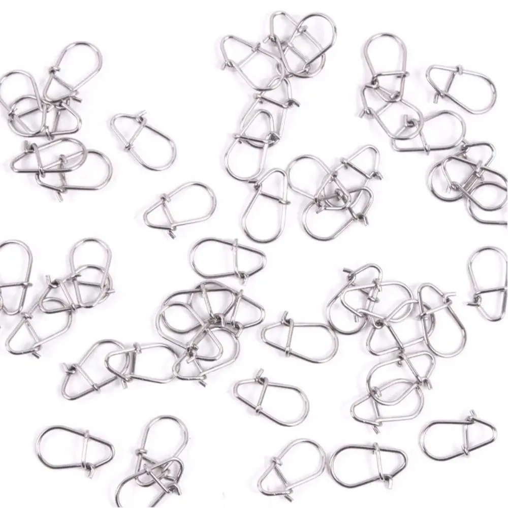 100PCS New Stainless Steel Fishing Hanging Snap Silver Oval Split Rings Fast Lock