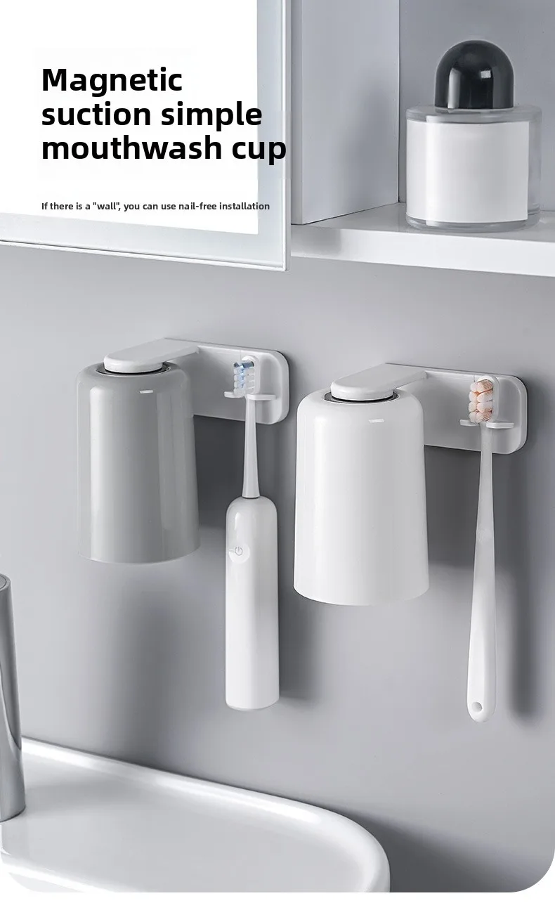 Magnetic Toothbrush Holder Wall Mounted No Drill Bathroom Storage_voghion.com