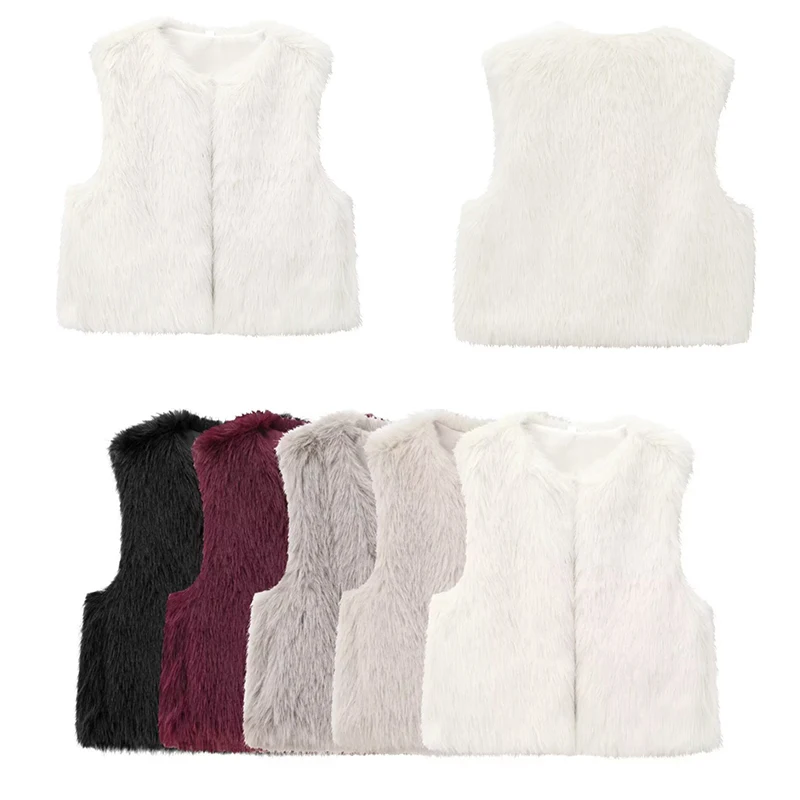 Guobioziy Women's Slim Fit Faux Fur Vest 2026 Autumn and Winter New Style French Casual Fashion Trendy Tassel Daily Street Style