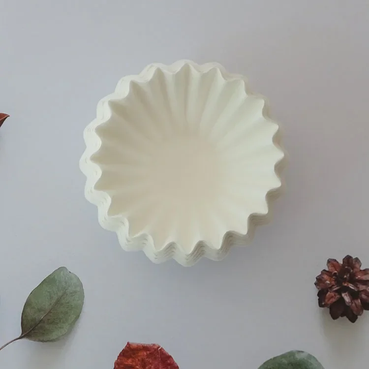 Bowl shaped coffee filter paper, American style machine filter paper, wavy white drip paper, cake cupr paper