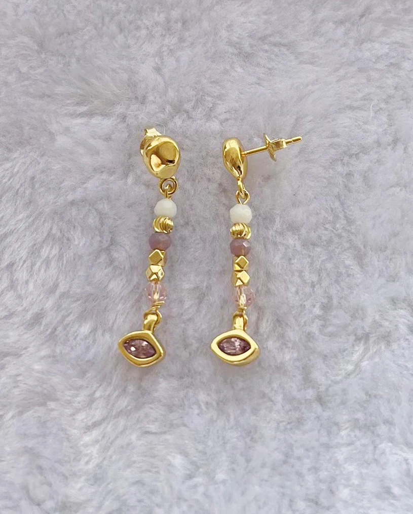 2023 unode50 Exquisite Fashion Electroplated 925 Silver Colored Gemstone Luxury Women's Earrings Romantic Holiday Gift