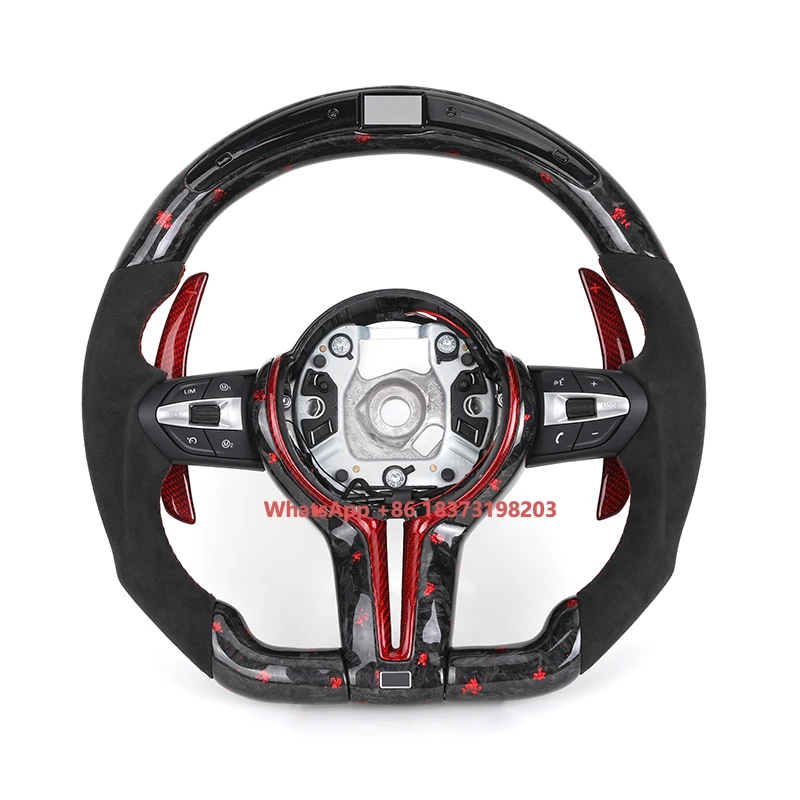 

Red Paddle Half Alcantara Forged Carbon LED Steering Wheel for BMW F10 F30 F32 F36 M3 F80 M4 F82 M2 F87 X5 F15 E70 E71 E90 E92
