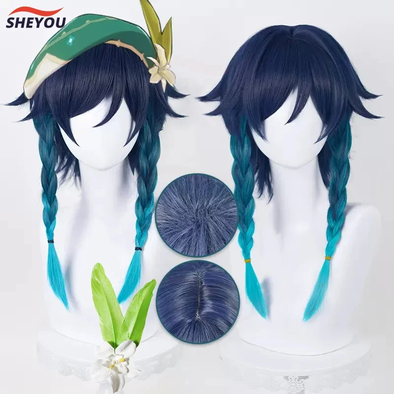 New! Twenty Cosplay Wig Game Impact Barbatos Twenty Shor Heat Resistant Synthetic Hair Anime Party Role Cosplay Wigs Wig Cap