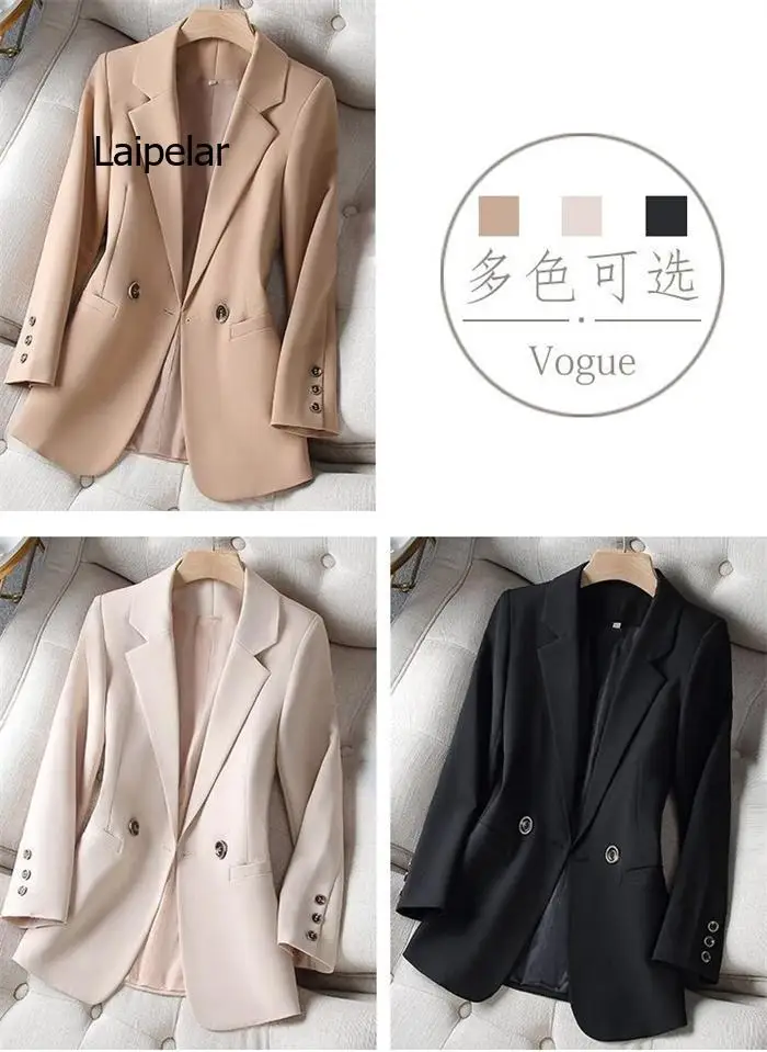 

Khaki Leisure Suit Women's Coat Spring Autumn New Style Temperament Slim Fit Ladies Comfortable Lining Wild Blazer S-4XL