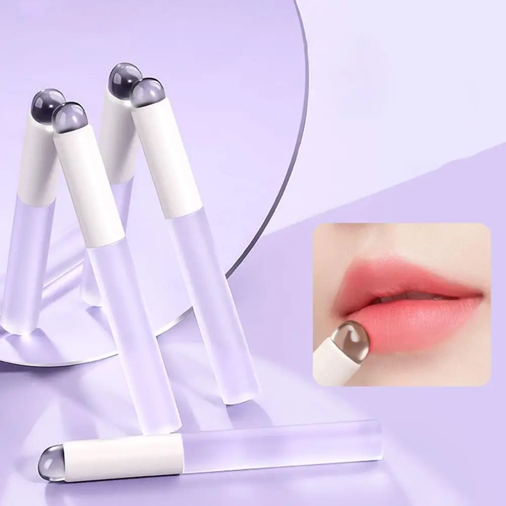 Pincel pequeño redondo de silicona para labios, brocha suave para aplicar lápiz labial, pincel para difuminar, herramientas cosméticas para niñas y mujeres, brochas de maquillaje