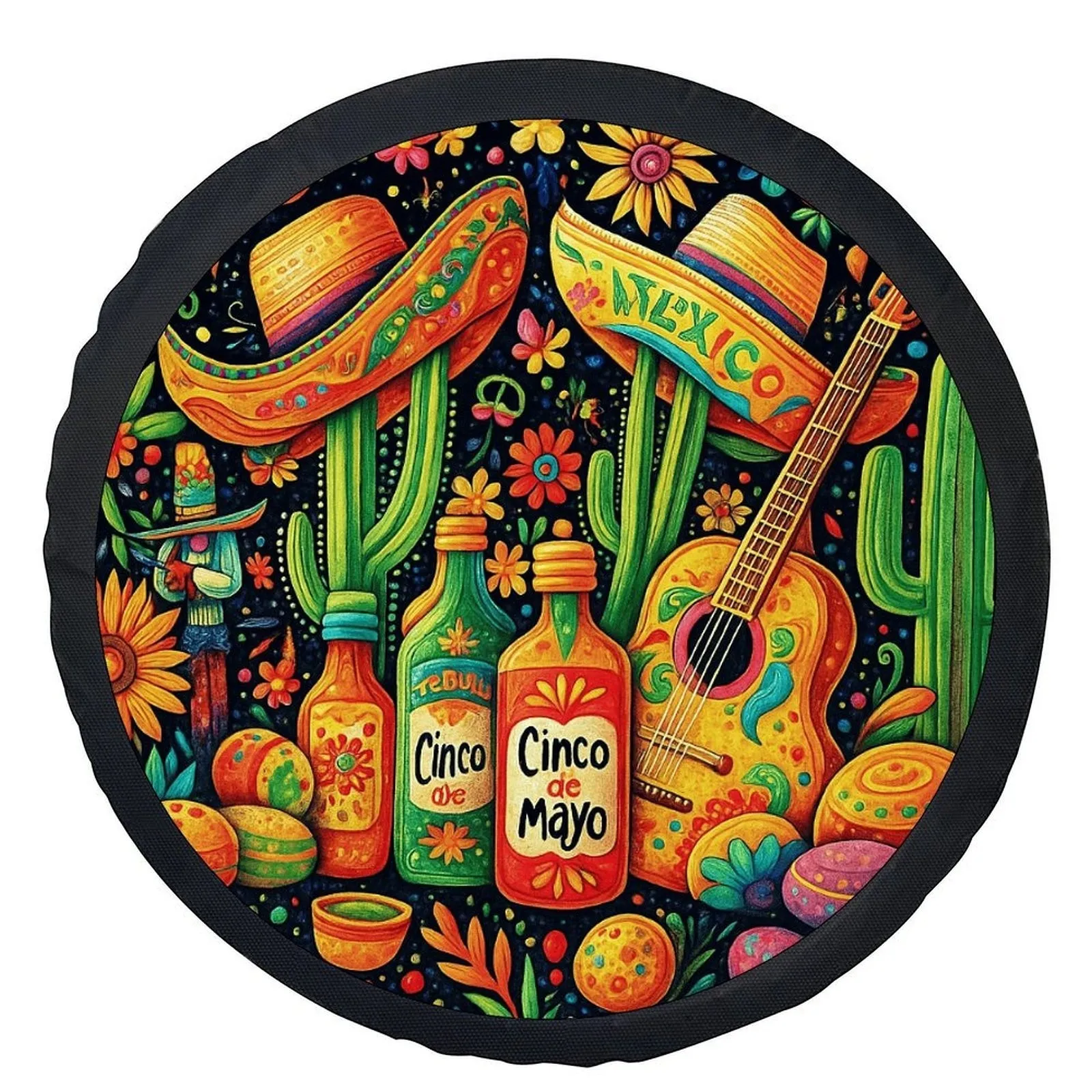 

Чехол для колес Cinco De Mayo Fiesta с кактусом, гитарой и сомбреро, универсальный защитный чехол для колес
