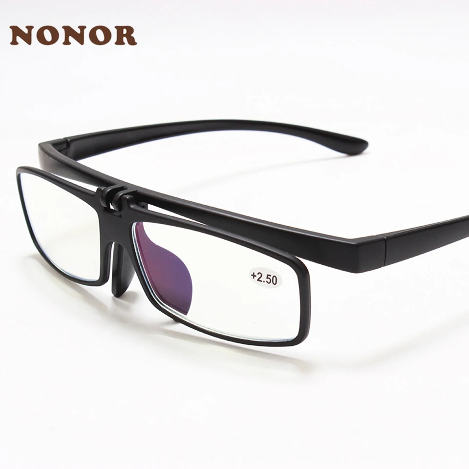 

NONOR Hot Sale Flip Reading Glasses Men Blue Light Blocking Reading Glasses Women Anti-fatigue Presbyopic Lenses