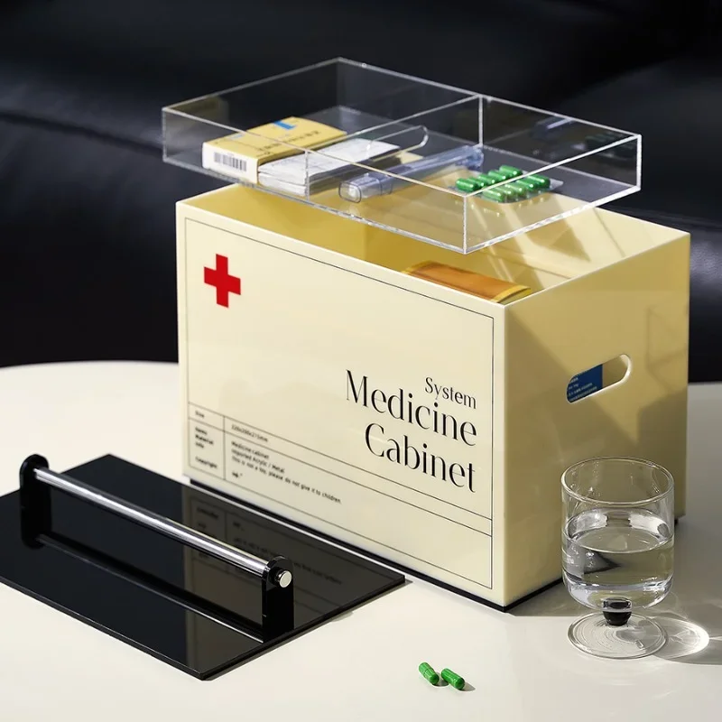 Thickened Pills Box:Durable Acrylic Material Convenient Handle Grid Design Medicine Organizer Simplifies Medication Storage