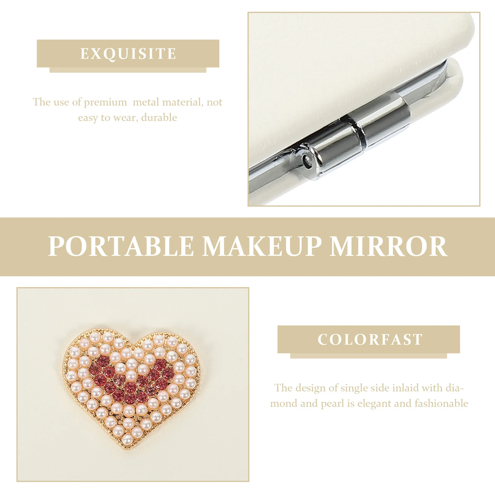 Mini hart make-upspiegel Opvouwbare reisspiegel met duidelijke reflectie Duurzaam materiaal voor tassen Zakken