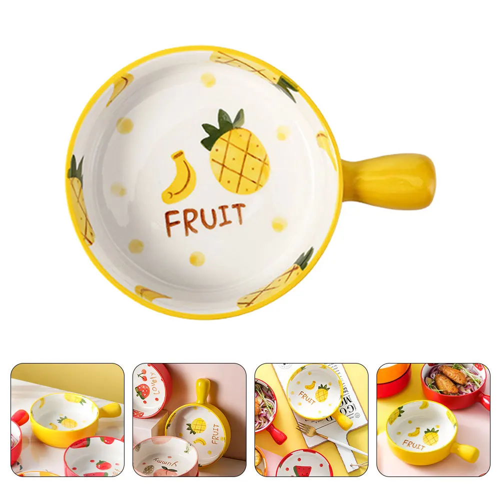

1 шт. керамическая миска с ананасом, прочные гладкие края, идеально подходит для супа, лапши, фруктового салата, микроволновой печи, безопасная бытовая сервировочная миска