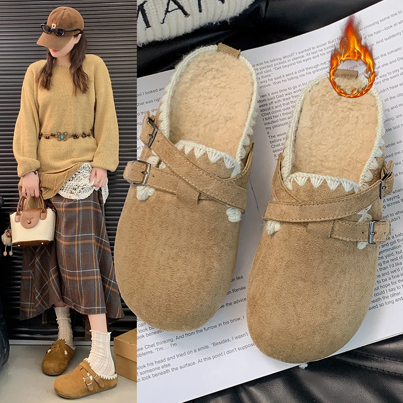 

2025 НОВЫЕ элегантные женские уличные тапочки на толстом каблуке, осенние новые тапочки, удобные повседневные резиновые подошвы