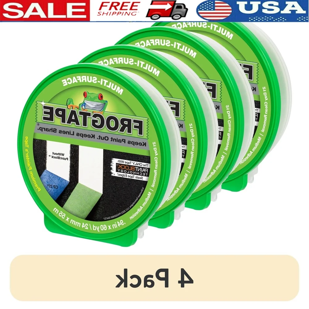 

4 Pack Multi-Surface Painter's Tape 0.94 in x 60 yd PaintBlock Technology Sharp Lines Medium Adhesion Easy Clean UV Resistant