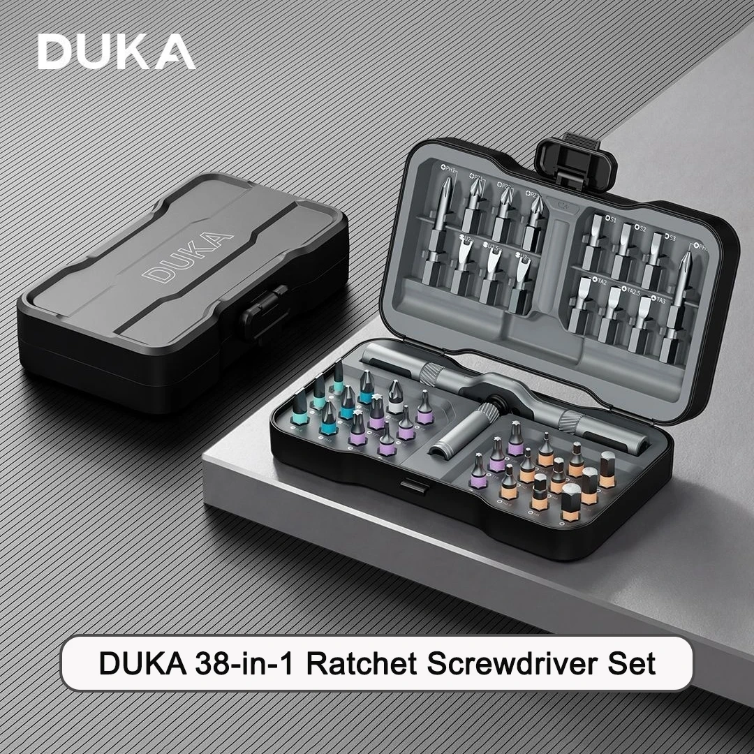 

DUKA 38-in-1 Multifunction Ratchet Screwdriver Set Multi Magnetic Bits Mini Repair Tool Kit For PC & Desk Household DIY Tools