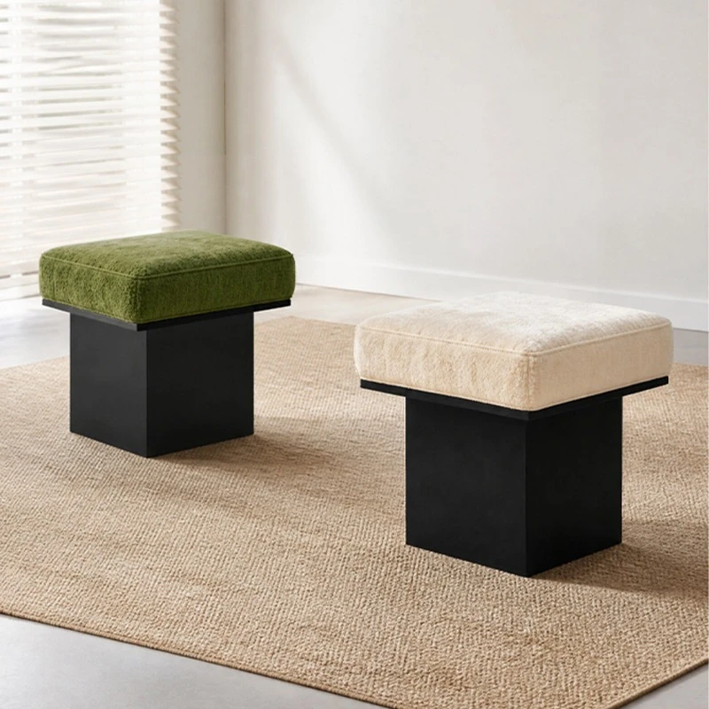 Modern simple solid wood square round stool foot entry door shoe change stool household