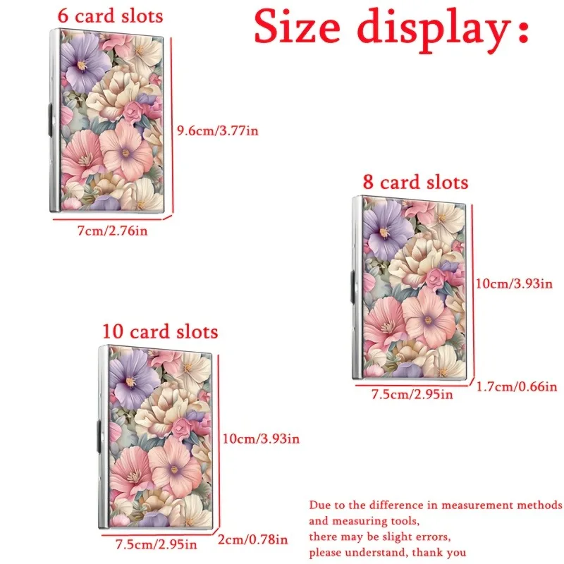 OBCREATOR floral design metal security card holder with RFID protection, elegant feminine design and fashion accessory