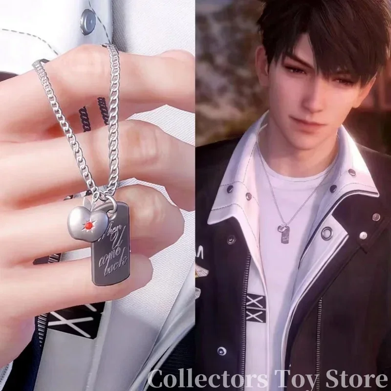 Love and Deep Space Game Peripherals Caleb Same Necklace When Come Back Metal Square Necklace Chain Girlfriend Boyfriend Gift