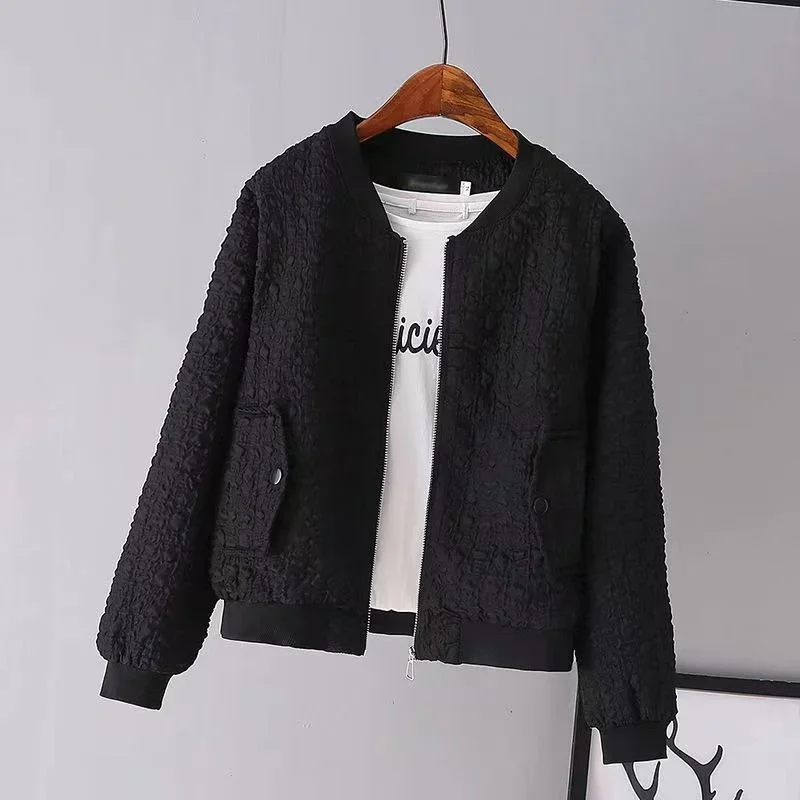 Short Baseball Jacket for Women Monochromatic Casual Windbreaker Female Cardigan Jackets Korean Fashion Spring and Autumn New