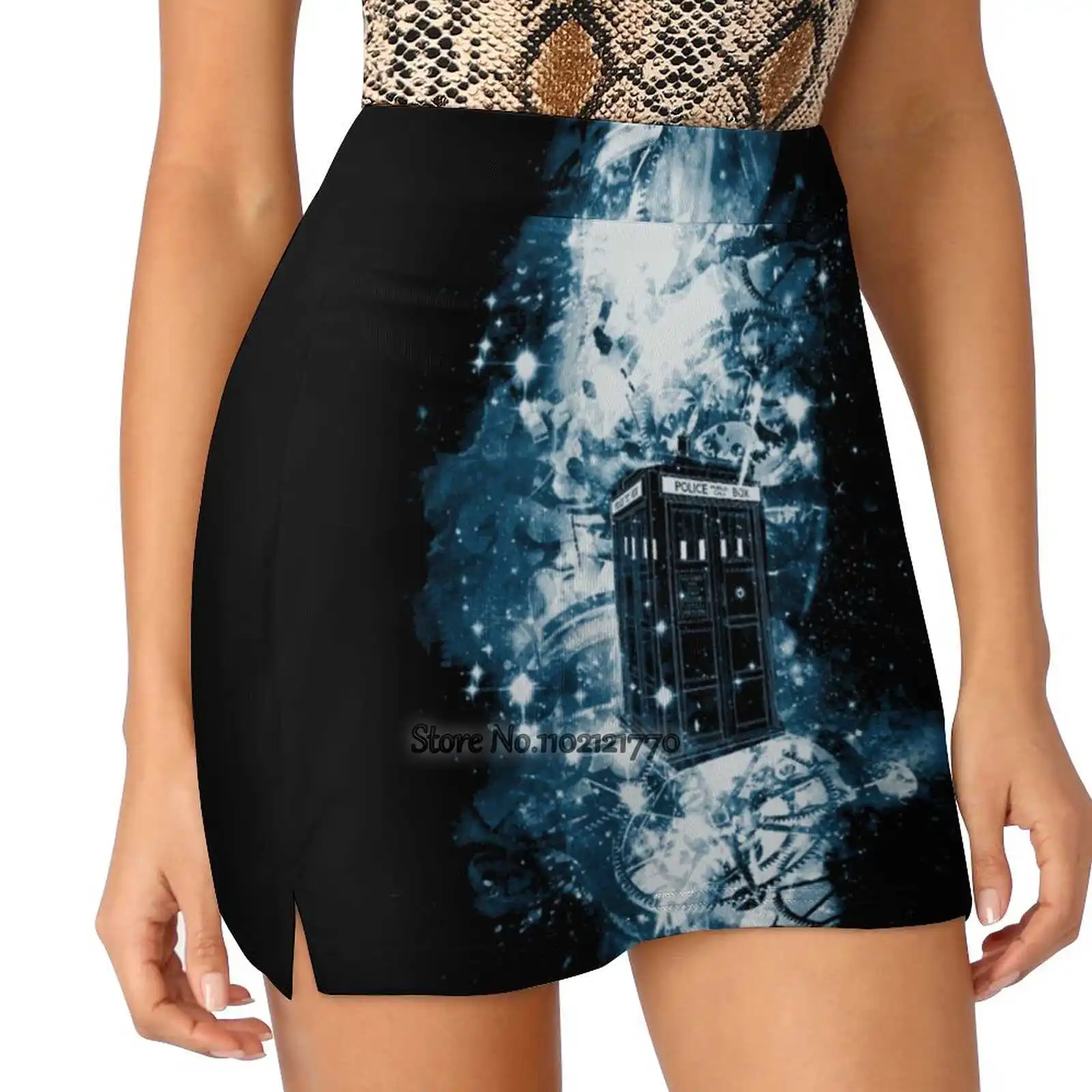 

And Time Women'S Summer Fake Two Piece Skirts Casual Sports Beach Skirt Girl Skorts The Whovian Tv Show Pop Culture Sci Fi