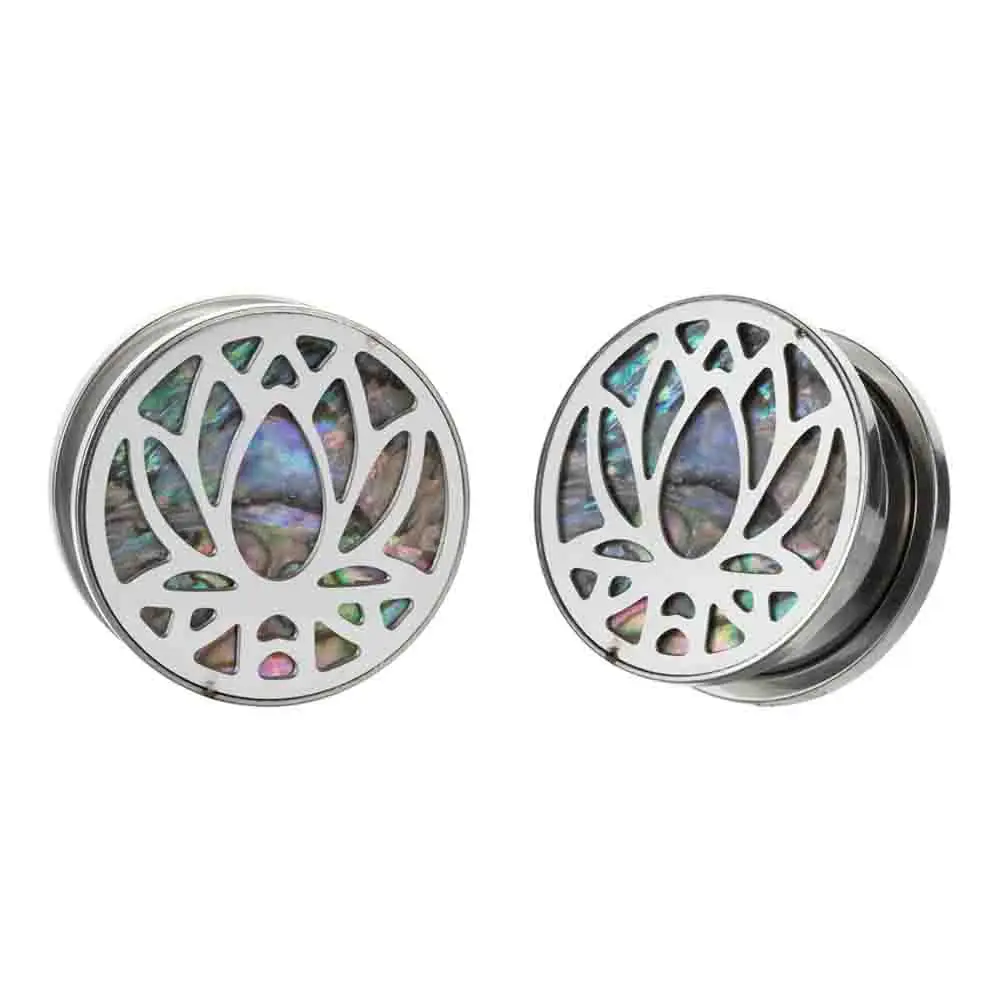 2 Stück Vintage Edelstahl Lotus Hohl Ruyi Muster Ohrstöpsel Ohr Expander Ohrringe Körper Piercing Schmuck 8-20 mm – Detail 1