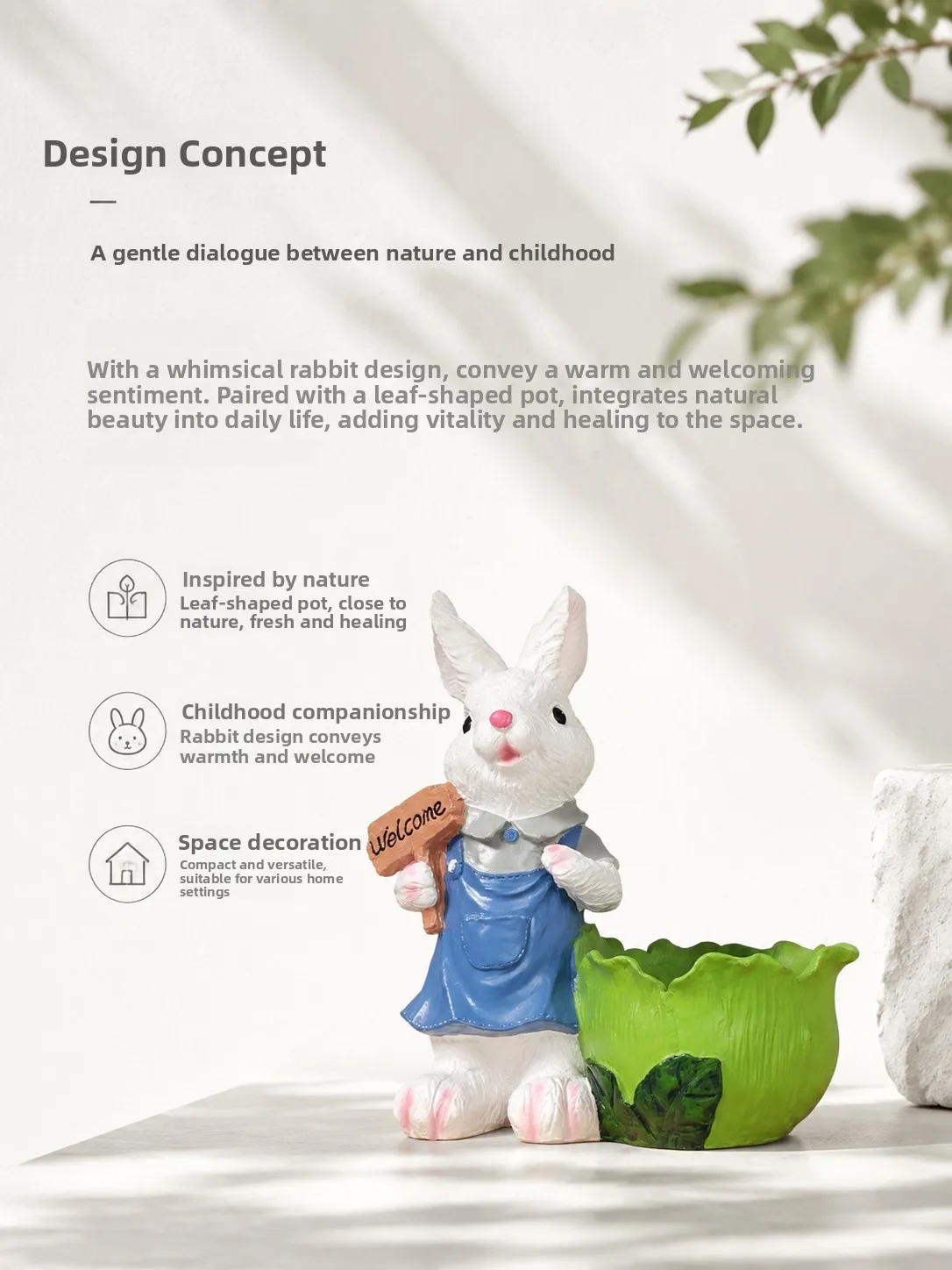 Outdoor Courtyard Landscape Cute Cartoon Creative Succulent Rabbit Flower Pot Decorative Pieces Balcony Garden Decoration