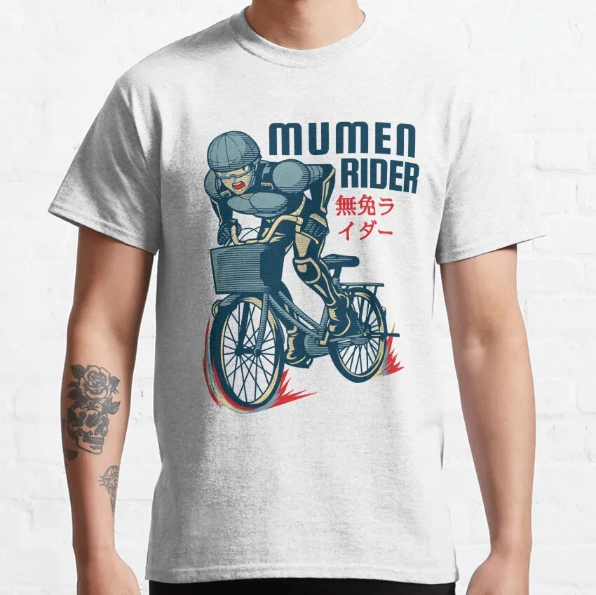 Funny MUMEN RIDER Manga Gift For Fan Saitama One-Punch Man Anime T Shirts  Pure Cotton printed manga Clothes plus size