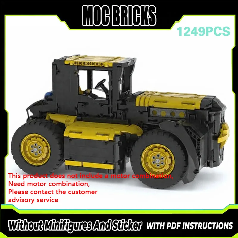 

City Car Model MOC Building Bricks Agricultural Yellow Tractor Modular Technology Gifts Holiday Assemble Children Toys Suit
