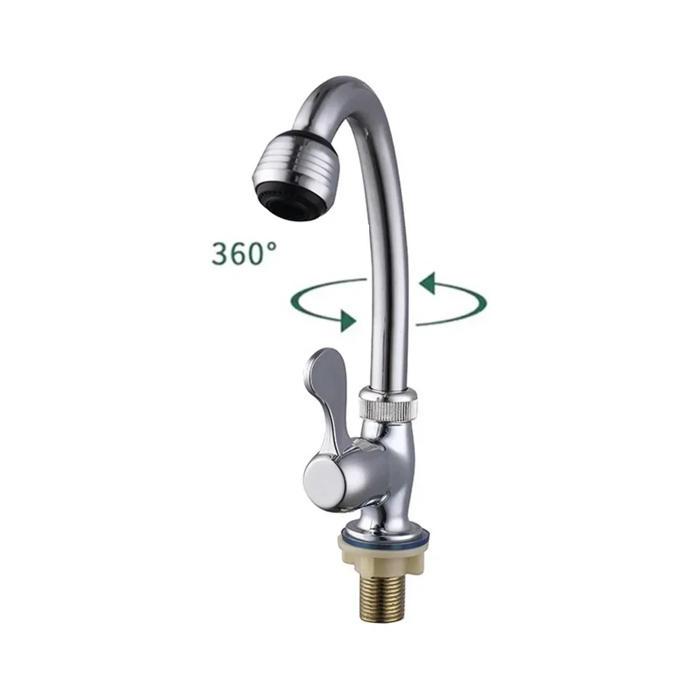 

Steel Kitchen Faucet Swivel Spout Single Cold Water Single Lever Tap Silver Kitchen Sink Mixer Taps Home