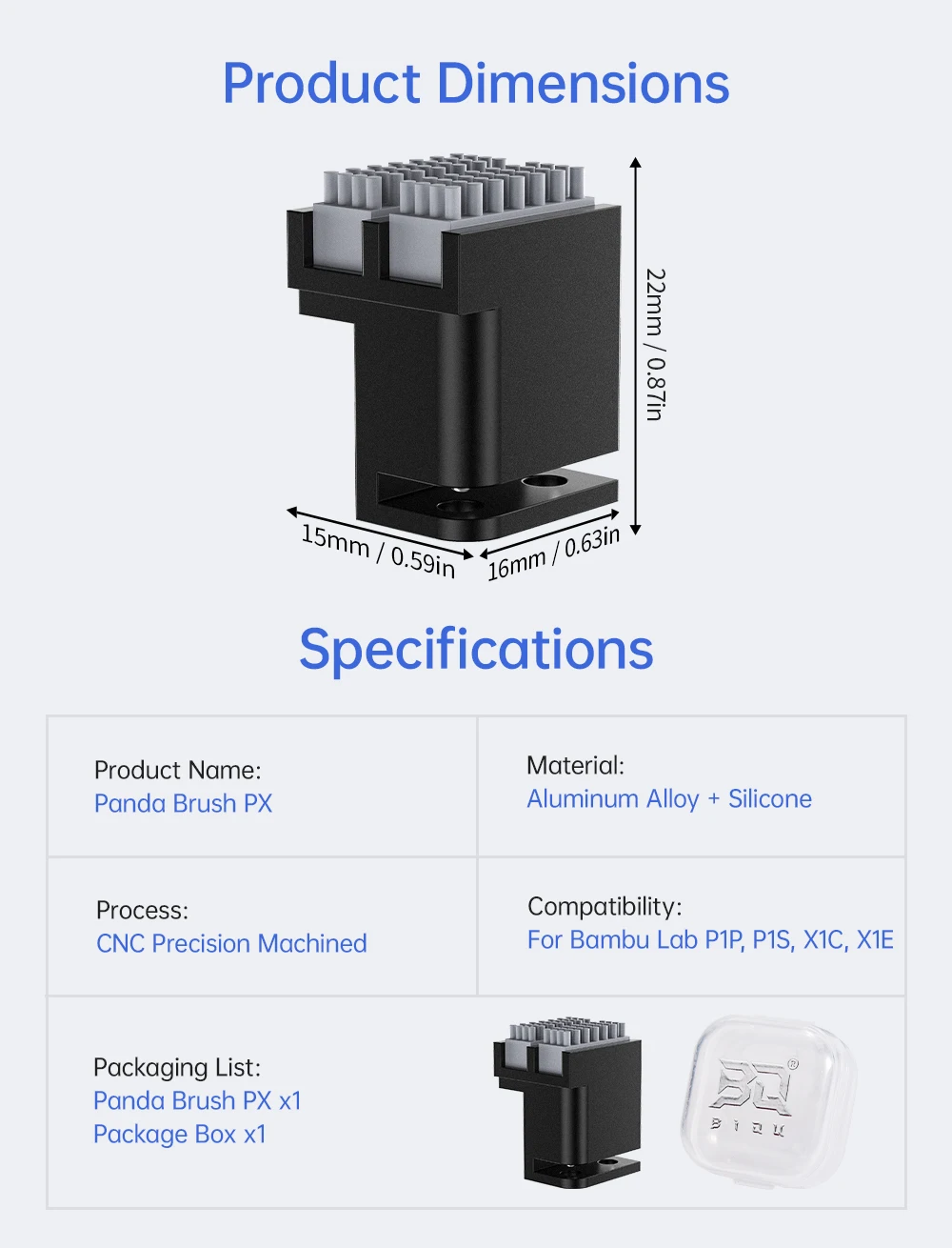 P1S P1P X1C Reiniger Panda Brush XP Upgrade Für Bambu Lab P1S P1P X1 X1C X1E 3D Drucker - Mit Silikonbürste Düsenreiniger