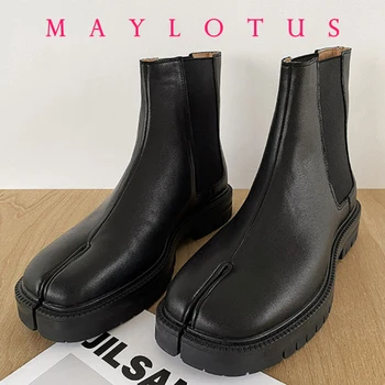 גודל 36-46 גברים שחור מגפי קרסול שחור לגברים סתיו וחורף טבי פצל נעליים