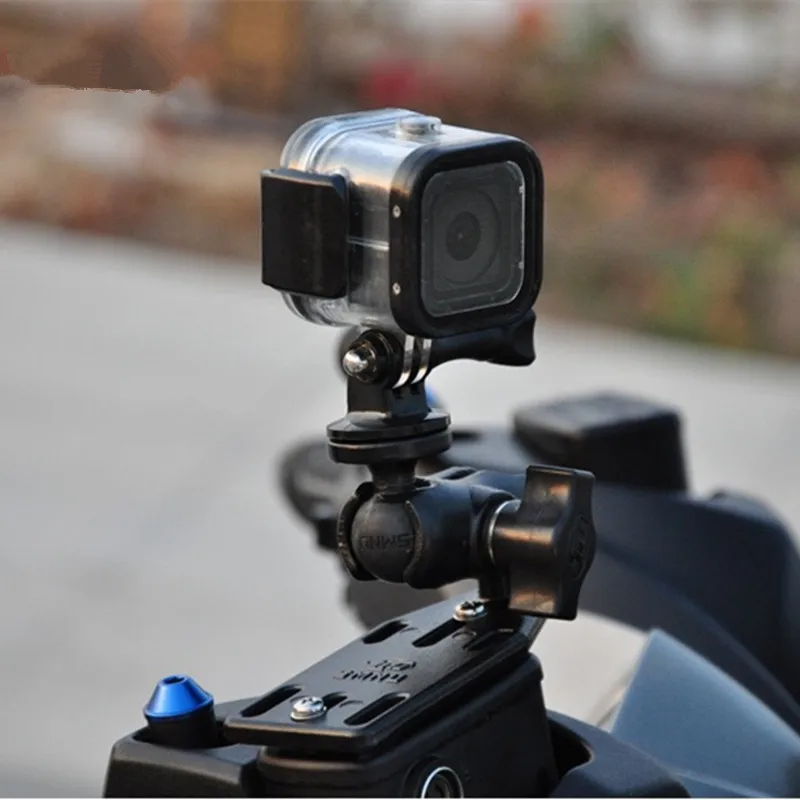 Motorrad Bremse/Kupplung Reservoir Abdeckung Mount & Doppel Buchse Arm + Für Gopro Montieren Ball Kopf Basis für garmin sjcam