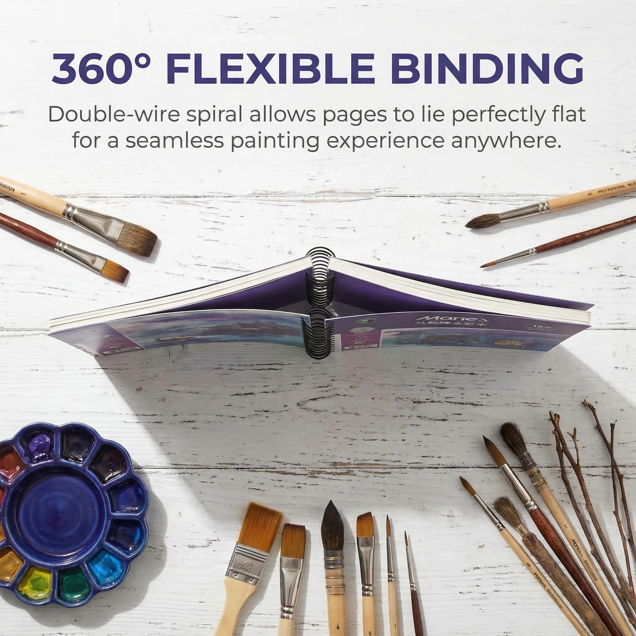 Marie's 16K/ 8K Watercolor Book Hand-painted Blank Sketch Travel Loose-leaf Watercolor Book Loose-leaf Portable Professional