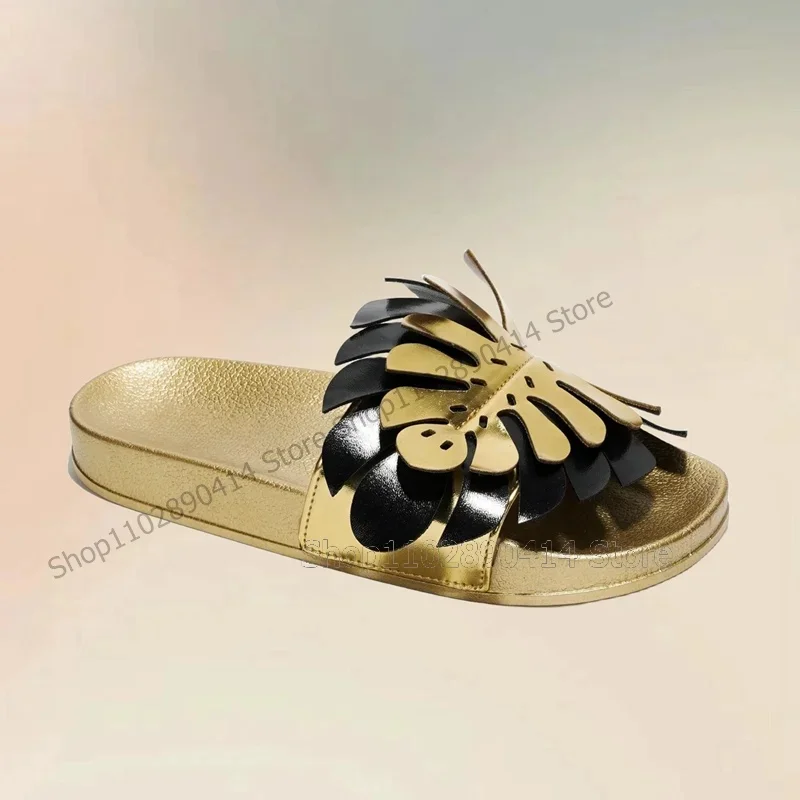 Pantofole open toe con design floreale in metallo rosso rosa Slip On Scarpe da donna Romanzo Fashion Party Banchetto all'aperto 2025 Zapatos Para Mujere