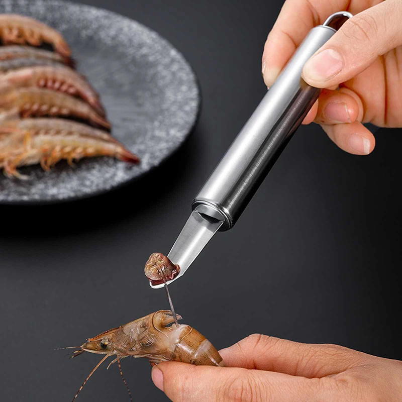 قاطع خطوط الجمبري من الفولاذ المقاوم للصدأ أداة تقشير الجمبري والأسماك أدوات خفيفة الوزن لتقشير السرطان والجمبري أدوات مطبخ - 5