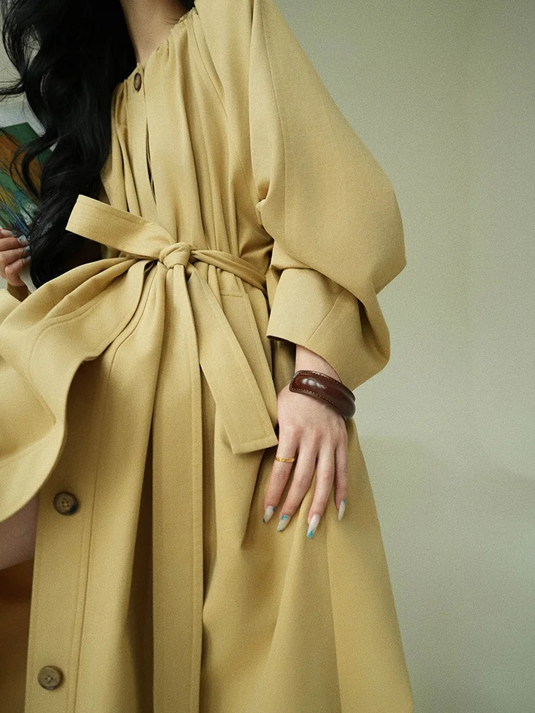 

Aconiconi Wind Island nt Commuting Classic Silhouette Cape i Sle Long Outerwear Autumn Season Simple Ele